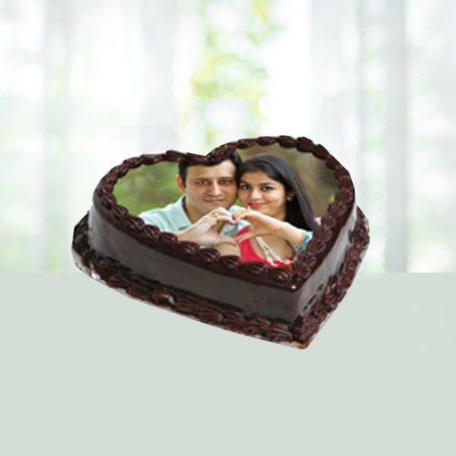 Order Heartshape chocolate photo cake 1 kG Online
