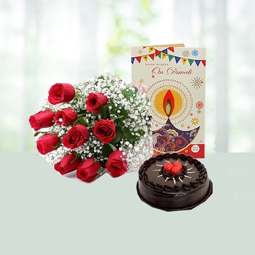 Diwali Carnations with Choco Cake 