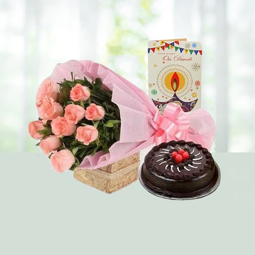 Diwali Flowers Cake Greetings