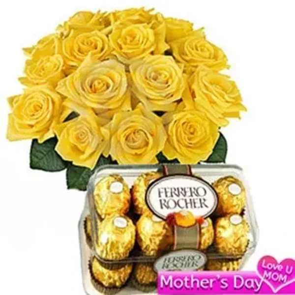 Yellow Roses with Ferrero