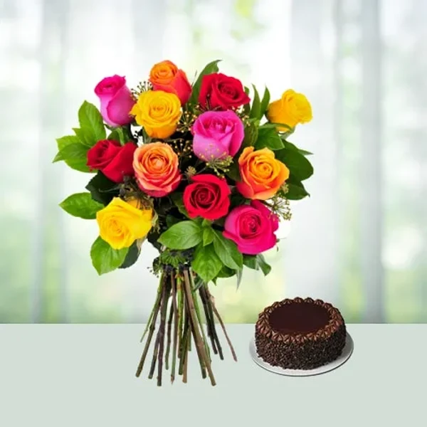 10 Mix Roses BF Cake Combo