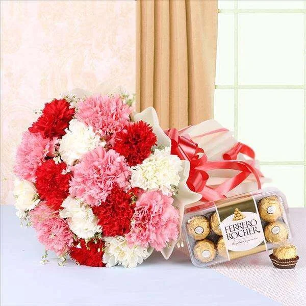Mix Carnations And Ferrerorocher Chocolate