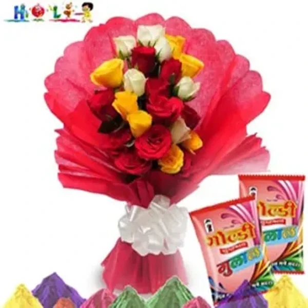 Colorful Holi with Colorful Roses