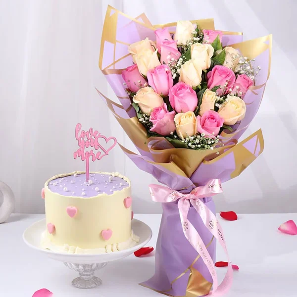 Mixed Bloom And Butter Scotch Cake