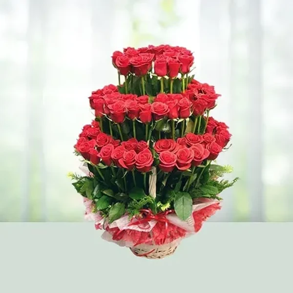 Flowers Basket 100 Red Roses