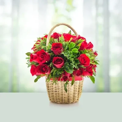 Red Roses Basket- Rosy Fantasy