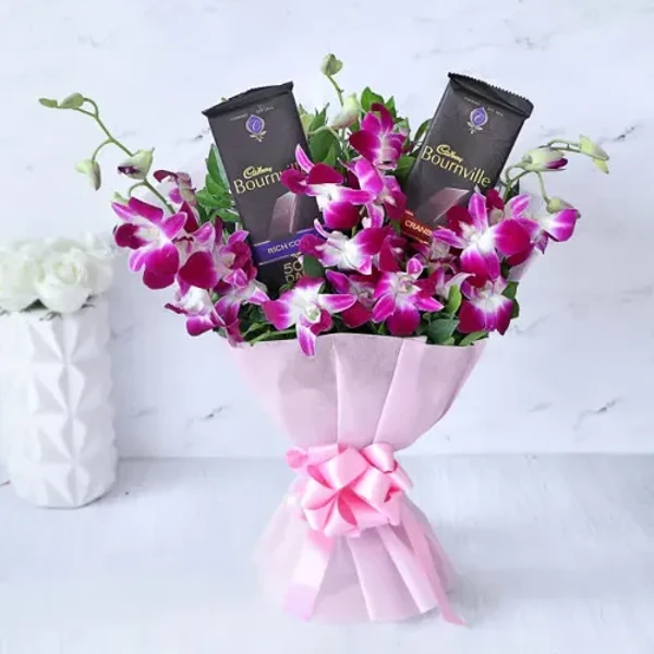 Orchids Bouquet with Cadbury Bourneville