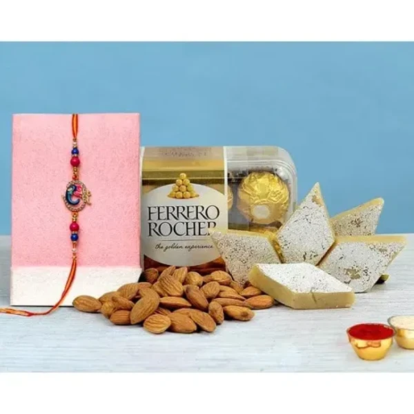 Designer Rakhi With Chocolates and Gifts Hampers