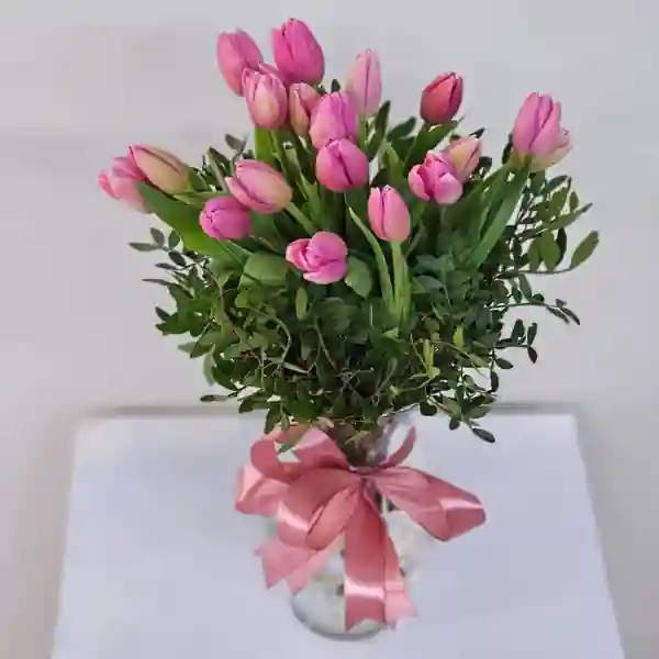 Pink Tulips in Vase