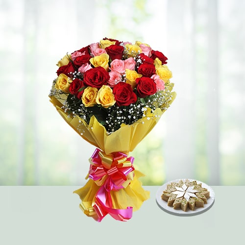 Mix Roses with Kaju Burfi 