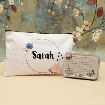 Personalized Makeup Pouch and Utility Box Combo