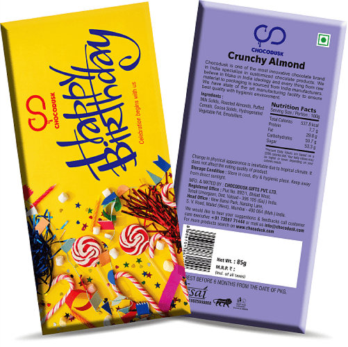 Happy Birthday (Yellow) Chocolate Bar, 85 Gram,Set Of 2