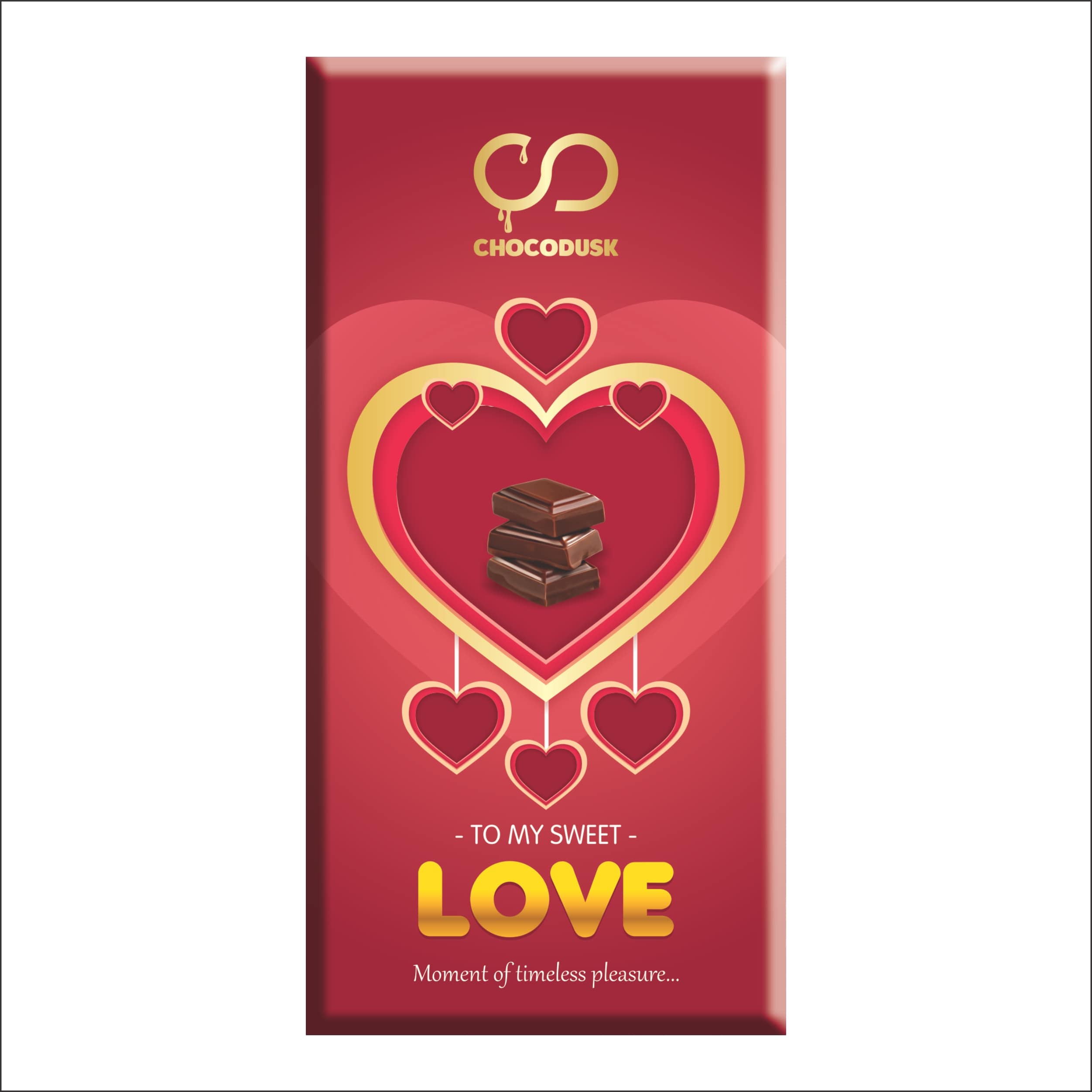 Love (Red) Chocolate Bar, 85 Gram ,Set Of 2.