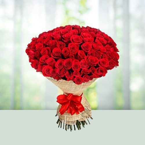 100 Red Roses Flowers Bouquet