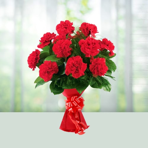 Order Flowers Bouquet of 12 Red Carnations Online