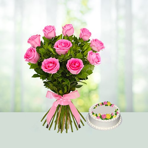 Pink Glory Flower Bunch of 10 Pink Roses