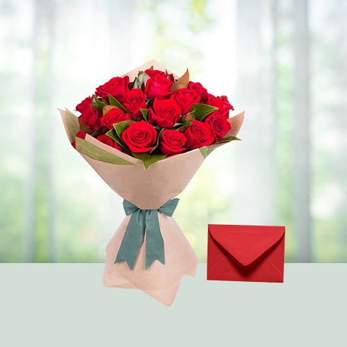 Red Roses N a Greeting Card 