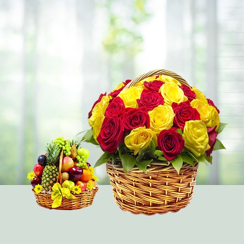 Fruits n flower basket