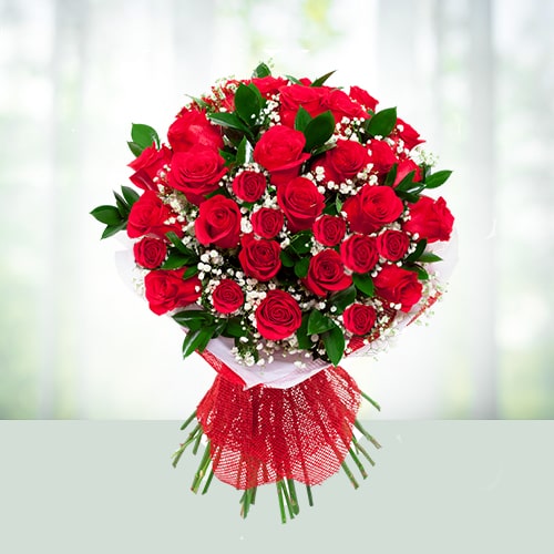 50 Red Roses Flower Bouquet 