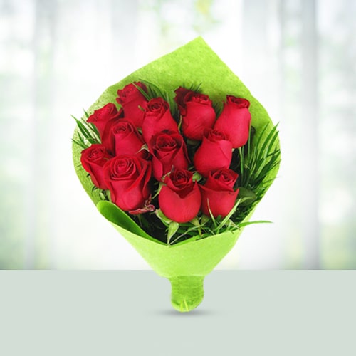 50 Red Roses Flowers Basket