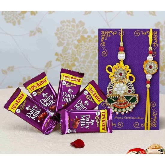 Special Designer Rakhi with cadbury hamper