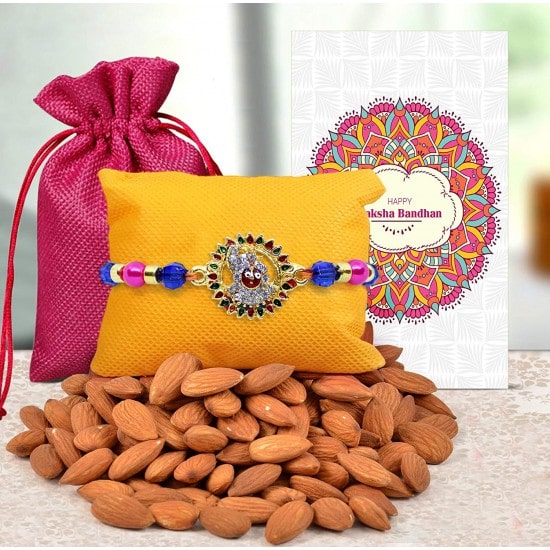 Designer rakhi for brother with Almonds. 