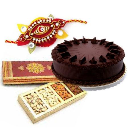 Rakhi with Cake and Dry Fruit 