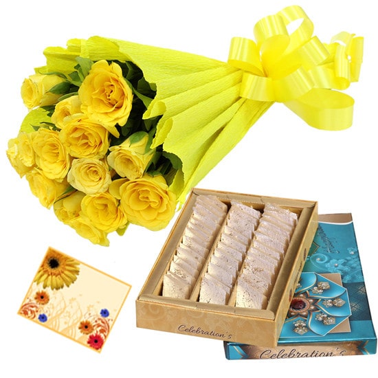 Rakhi with Kaju Roll and Roses 