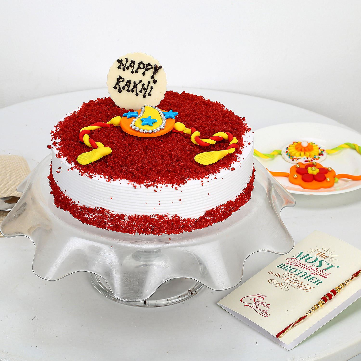 Rakhi and Red Velvet Cake. 