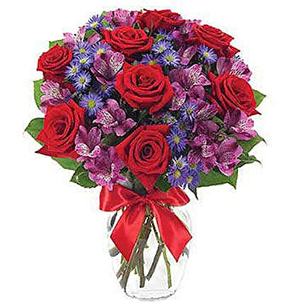 Red Roses And Alstroemeria Bouquet