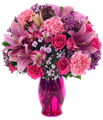 Pink Posy Arrangement in vase 