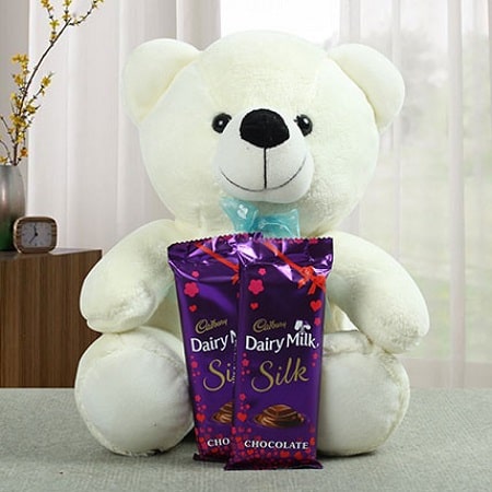 Cudly Luvly Teddy with Cadbury Silk