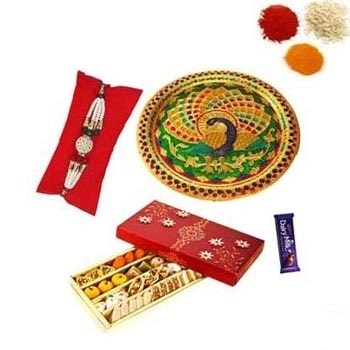 Rakhi Thali with Sweets and Chocolate