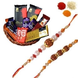 Rakhi with Mix Chocolates Basket