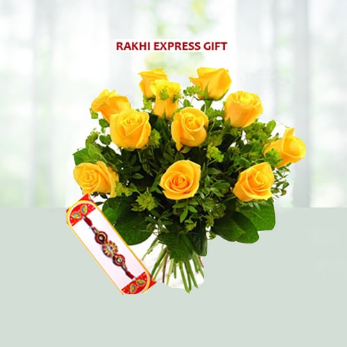 Rakhi With Yellow Roses