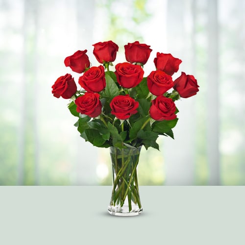 Red roses in vase