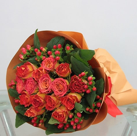 Two Toned Red Yellow Rose Bouquet