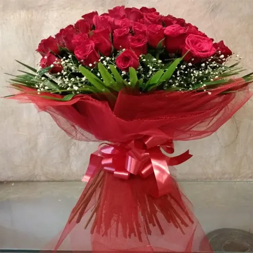 50 Red Roses Flower Bouquet