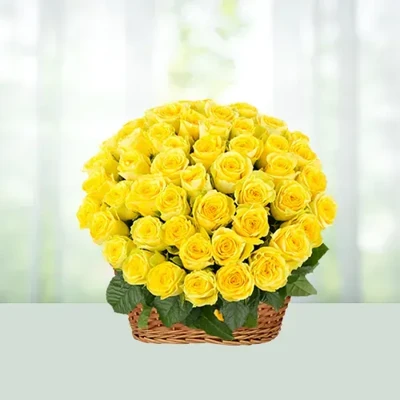 100 Yellow Rose Basket
