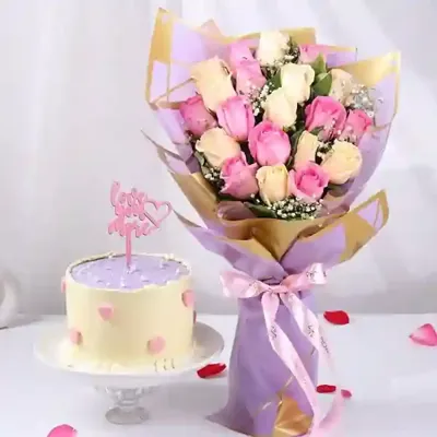 Mixed Bloom And Butter Scotch Cake