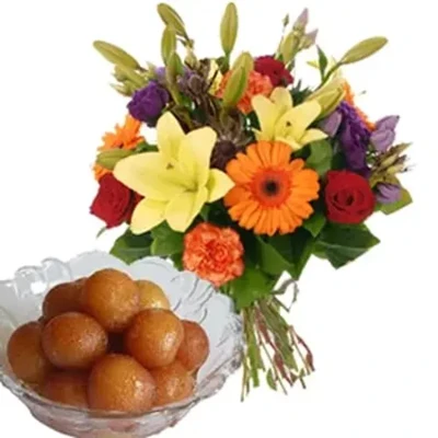 Seasonal Flowers and Jammun for Navratri