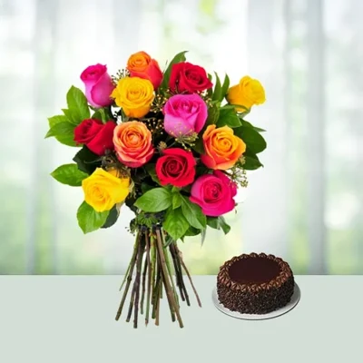 10 Mix Roses BF Cake Combo