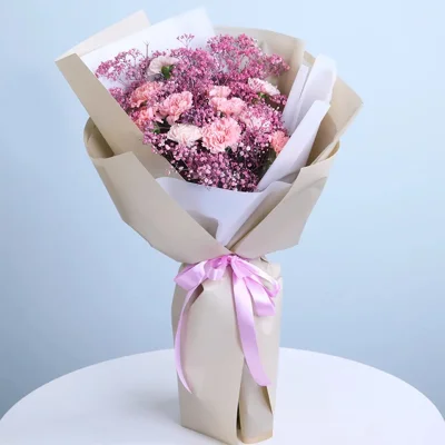 Carnations N Babybreathe Bouquet
