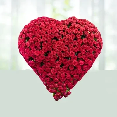 100 Red Roses Heart Shaped Arrangement