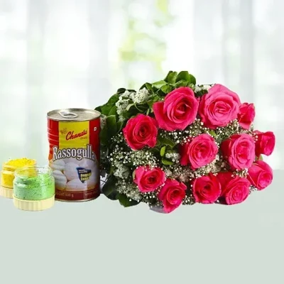 Holi Special Rasgulla Rose Combo