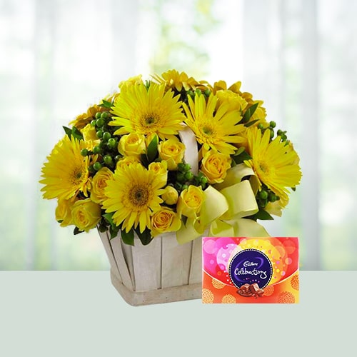 Yellow Flowers with Chocolates
