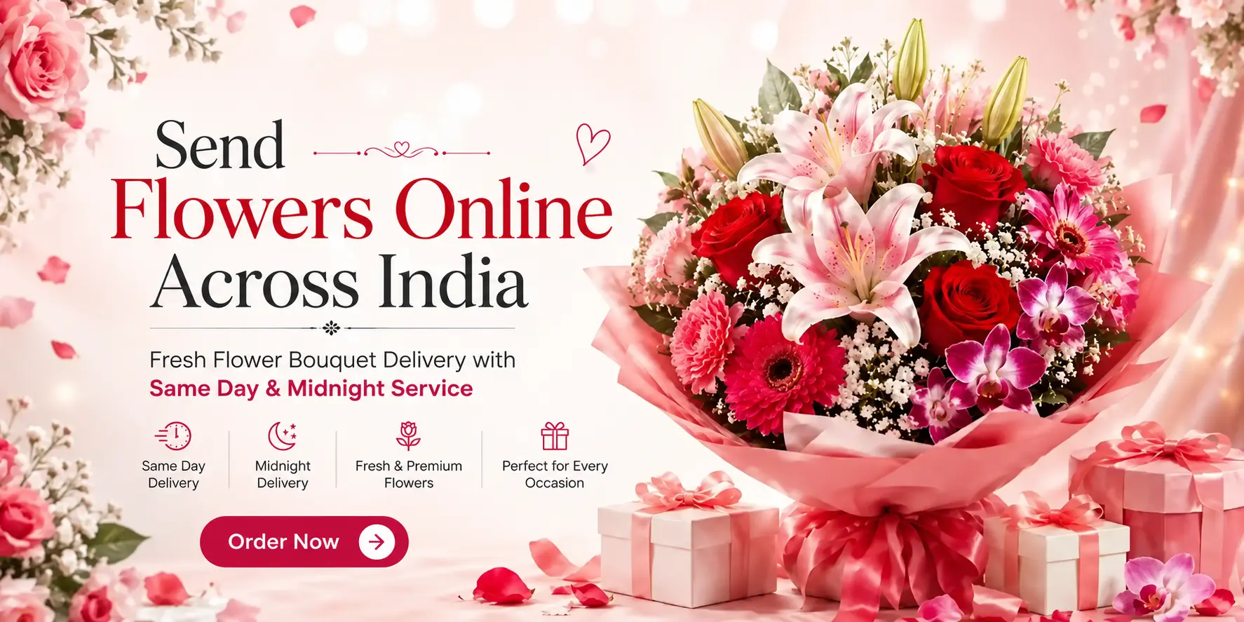 Fresh rose bouquet gift box