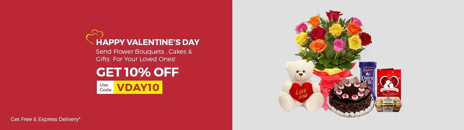 Send Valentine Flowers, Cakes and Gifts